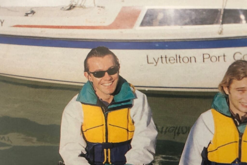 Paralympian Cameron Scott at Lyttleton Harbour prior to 1996 Paralympic Games
