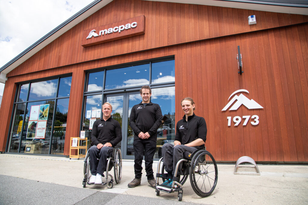 Para athletes outside Macpac Wanaka