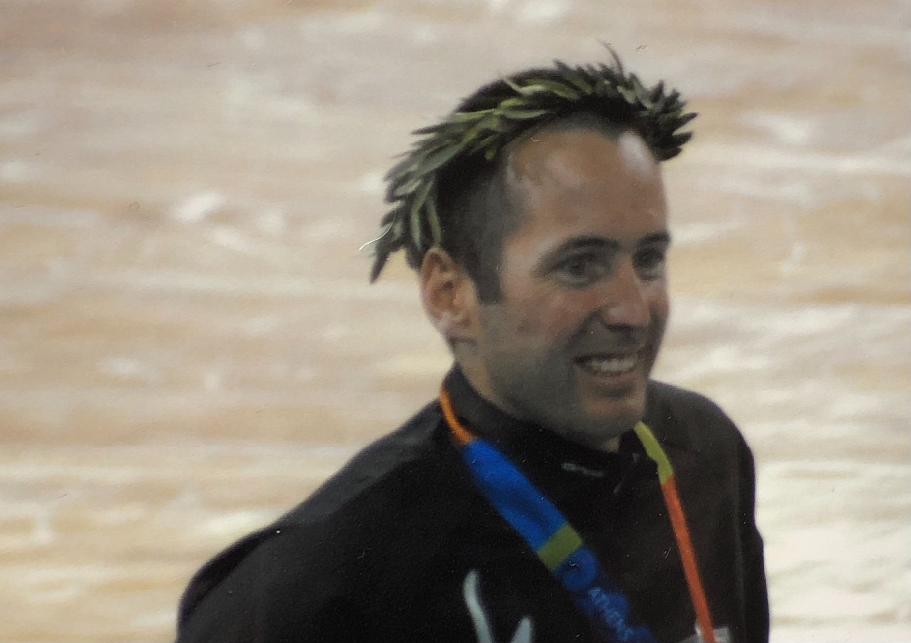 Jai Waite in Athens 204 with gold medal and olive wreath
