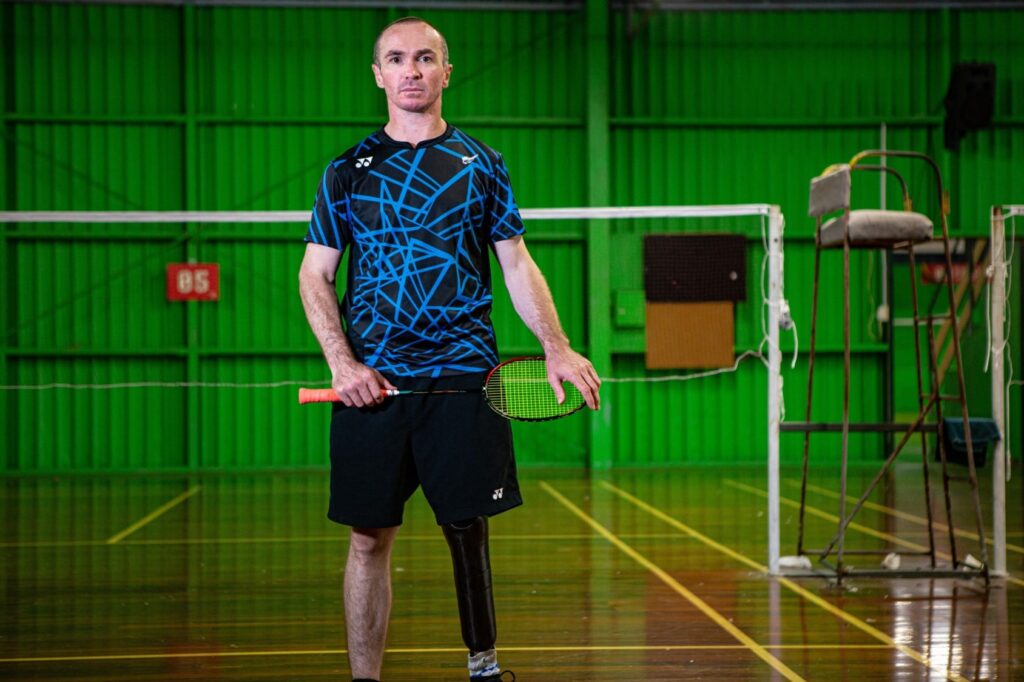 Corrie Robinson Para badminton athlete on the court