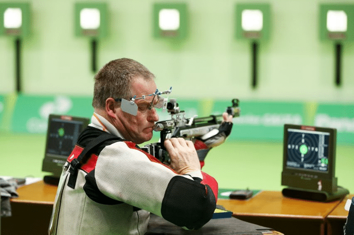 Greg Reid, New Zealand Paralympian at shooting range