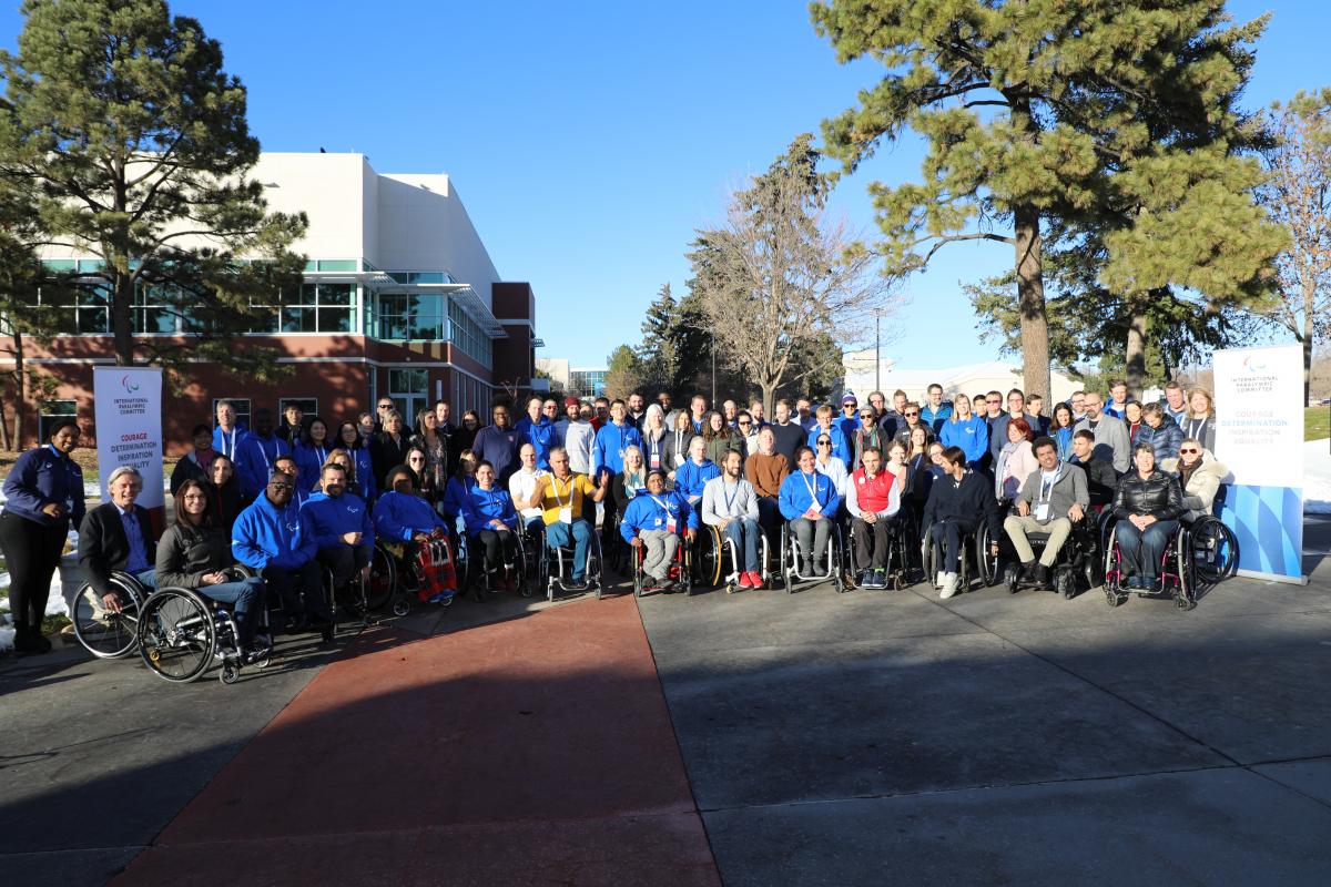 Group photo of 70 Para athletes at the IPC athletes forum