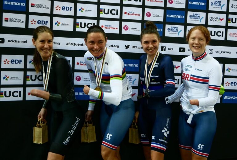 Nicole Murray having fun with Dame Sarah Storey and other competitors
