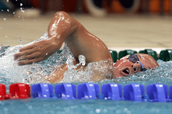 Hadleigh Pierson, New Zealand Paralympian in swimming pool