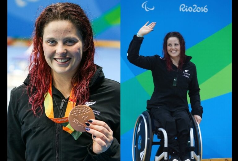Rebecca Dubber - New Zealand Paralympian with her gold medal