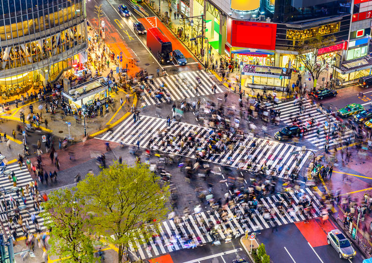 Famous tokyo crossing with a lot of pedestrians 