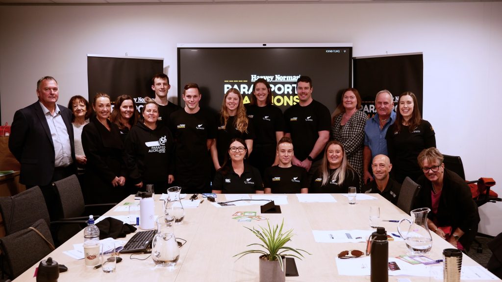 Harvey Norman Para Sport Champions along with Paralympics New Zealand staff, Harvey Norman staff and Disability Sport Auckland attending the Champions training day.