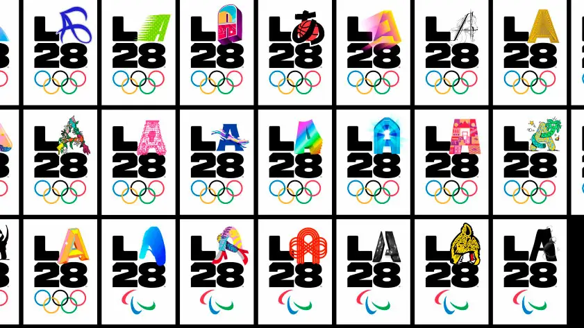 Series of 28 logos LA2028 with declination of designs for the A