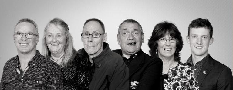Black and white composite image of Ben Lucas, Cathy Tinker, Bill Oughton, Gary Williams, Annaliisa Farrell and William Stedman