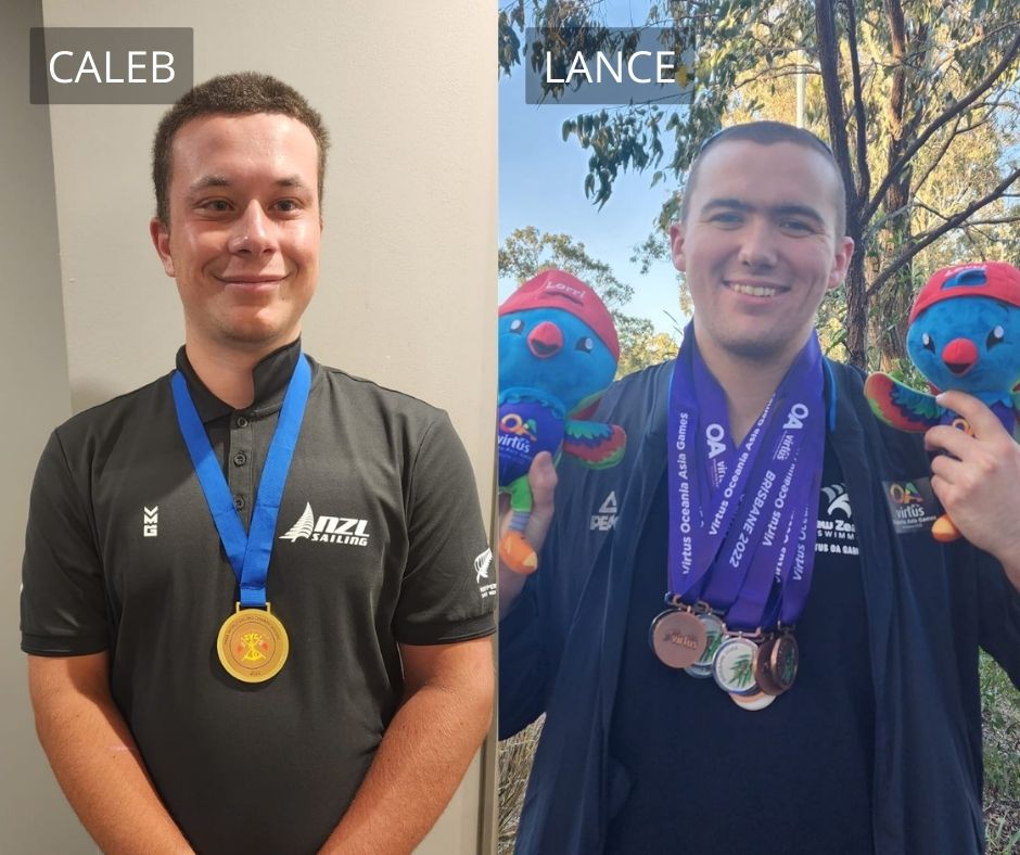 Montage of Caleb Evans and Lance Dustow with their medals
