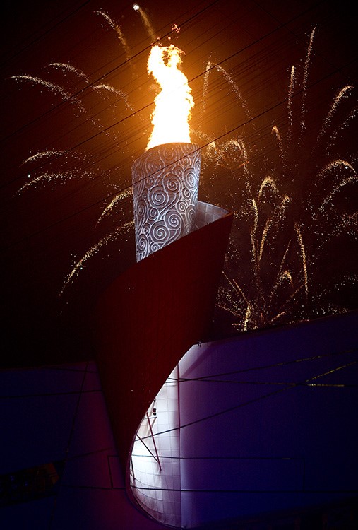 Flame and fireworks at Beijing 2008