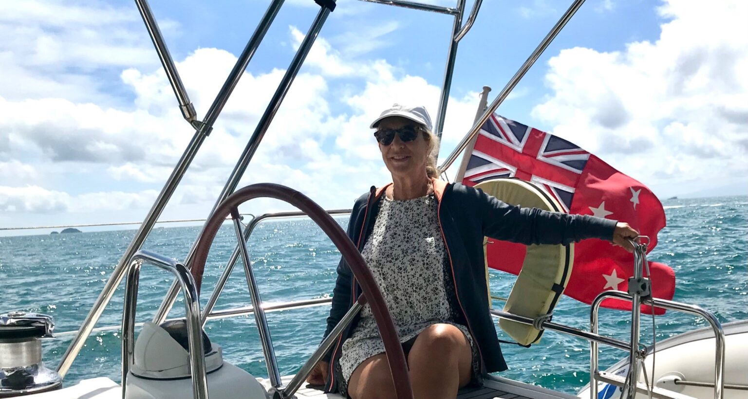 Helen McKenzie on yacht on sunny day