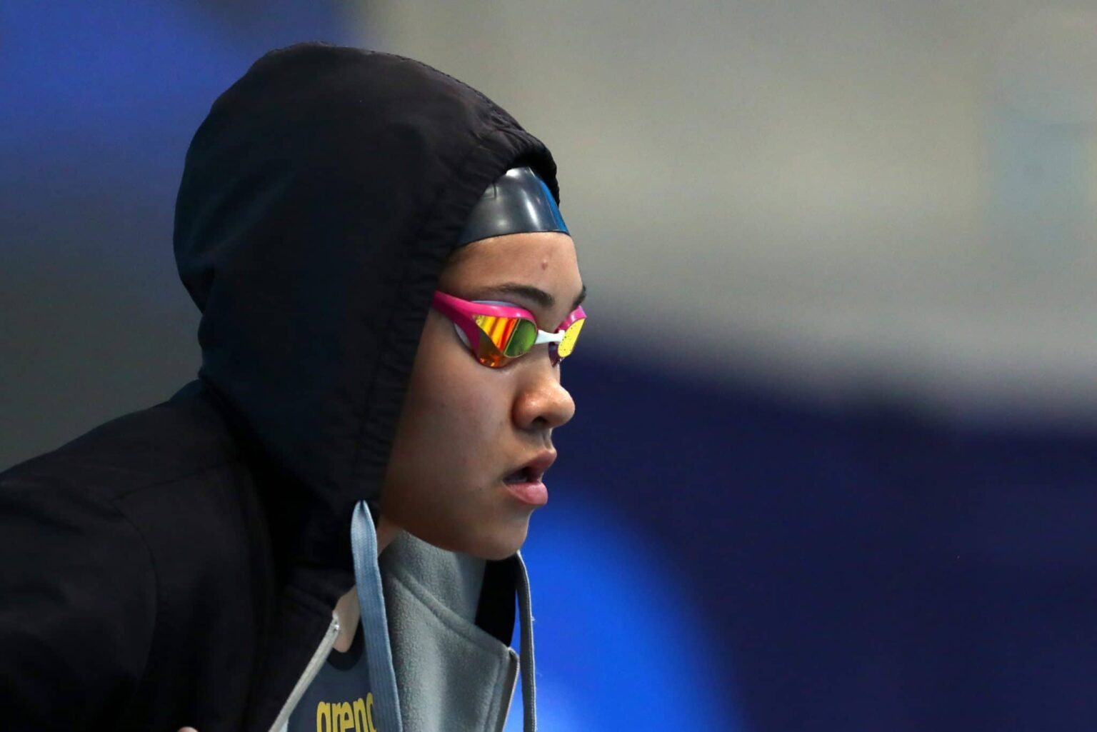 Tupou Neiufi prepares for the Women's 50m Freestyle S8 heats