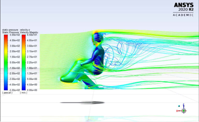 Computer model of Corey Peters sit-ski