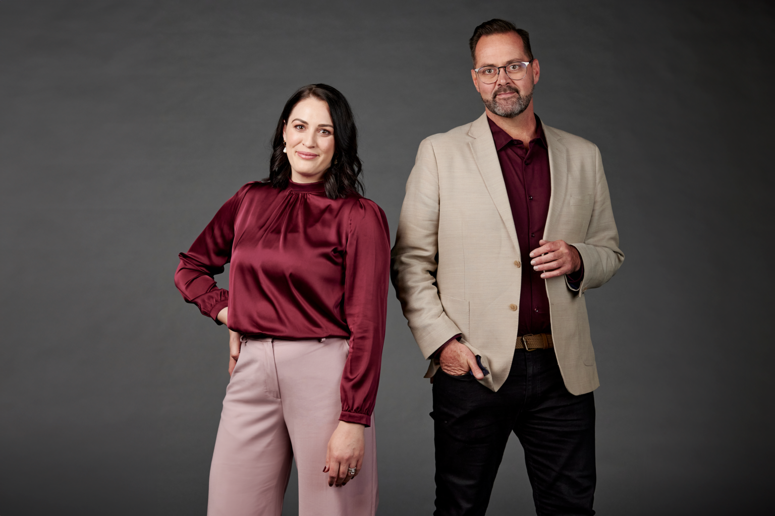 Dame Sophie Pascoe stands beside Scotty Stevenson to promote the Paris 2024 Paralympic Games broadcasting coverage by TVNZ