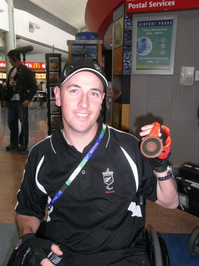 Michael Johnson wins Bronze medal for Shooting Para Sport at the Beijing 2008 Paralympic Games