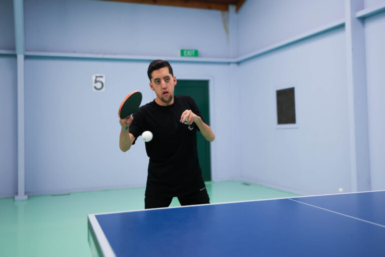 Matthew Britz trains at Manurewa Table Tennis Club ahead of the Paris 2024 Paralympic Games.