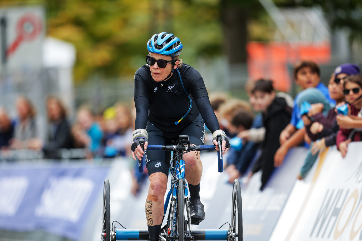 Eltje Malzbender cycles her tricycle at the Zurich 2024 UCI Para cycling Road World Championships.