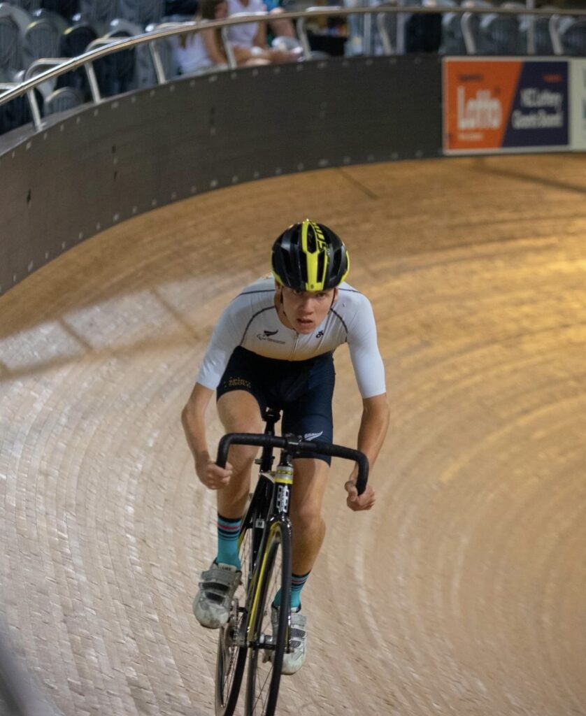 Para cyclist Thomas Szabo cycles on the velodrome