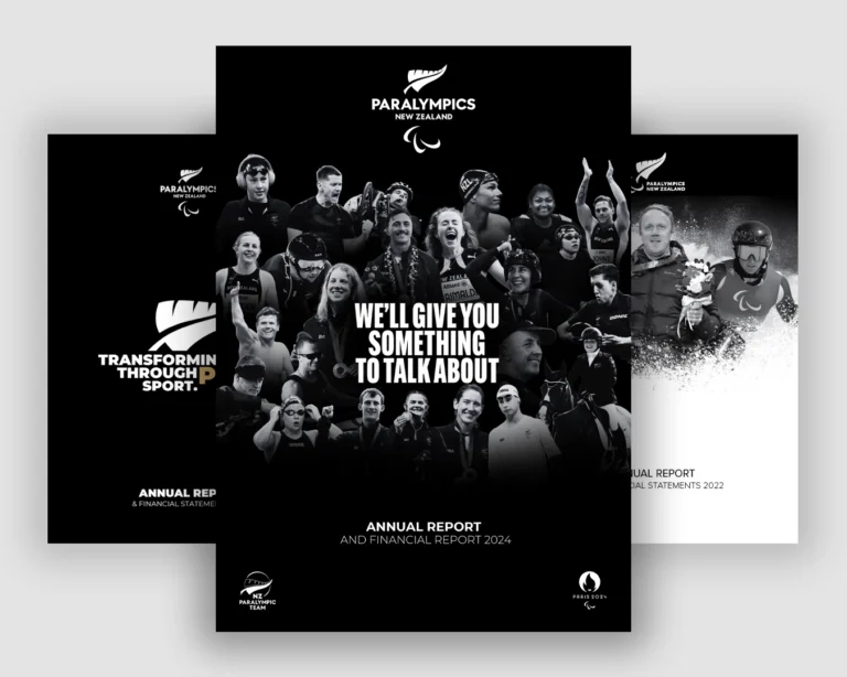 A collage of PNZ Annual Report covers.