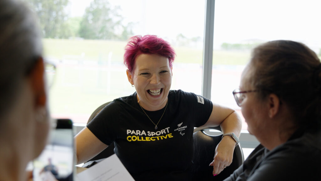 Nicola Wills laughs with fellow members of the Para Sport Collective.