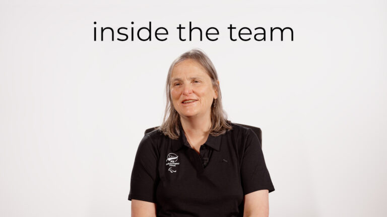 Jane Stevens sits in front of a white backdrop with text reading "Inside the team"