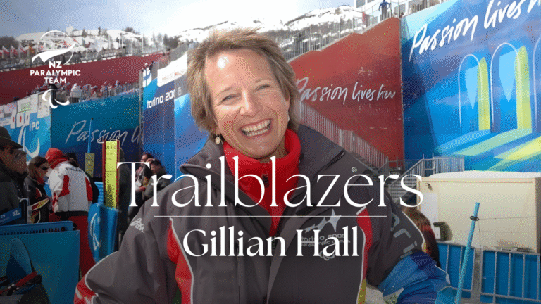 Gillian Hall smiles at a Ski resort.