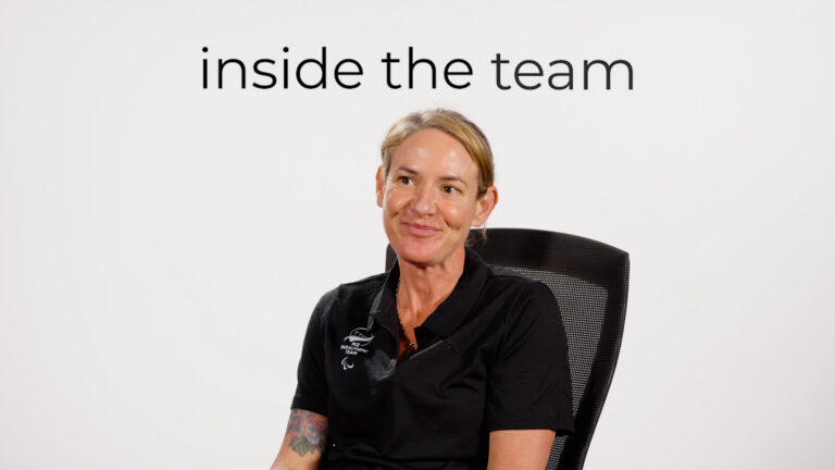 Sarah de Wattignar in front of a white background.