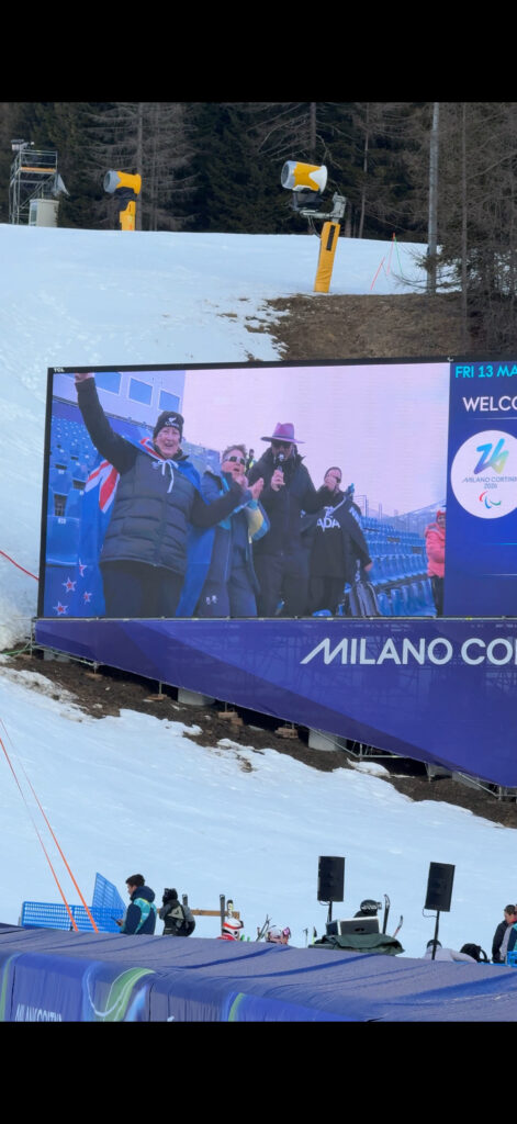 A big screen showing NZ supporters 