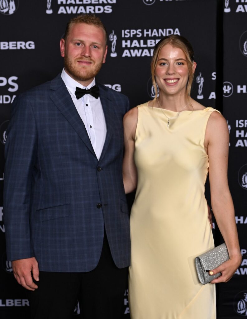 Danielle stands with Partner Sam at the Halberg Awards