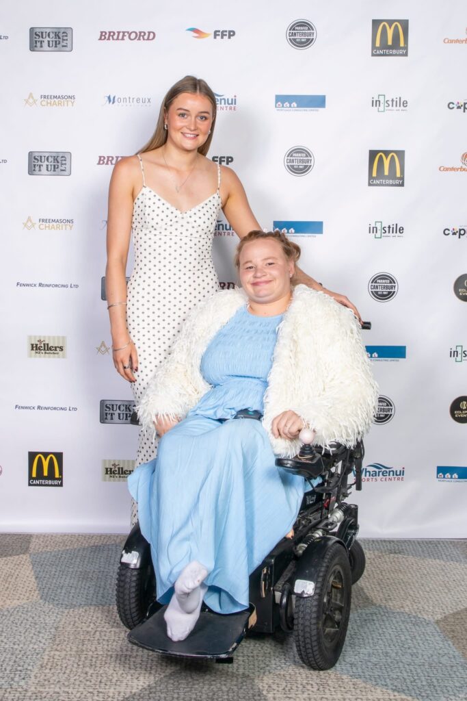 Chloe Sturt with a friend at an awards evening.