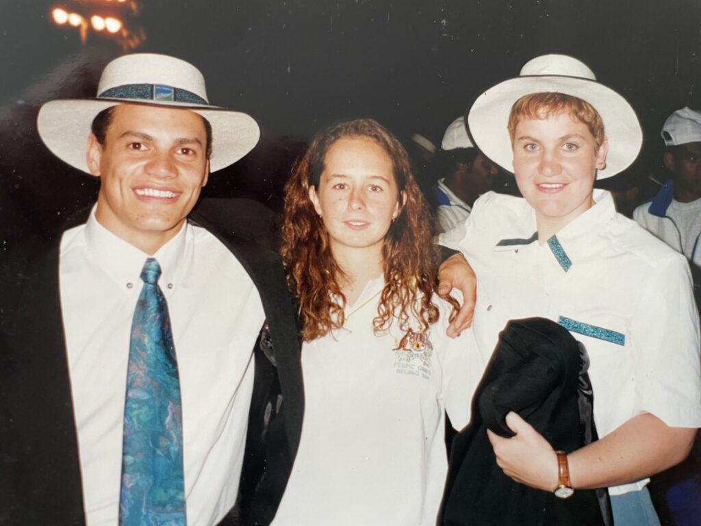Aaron Bidois photographed with fellow team members at Atlanta 1996.