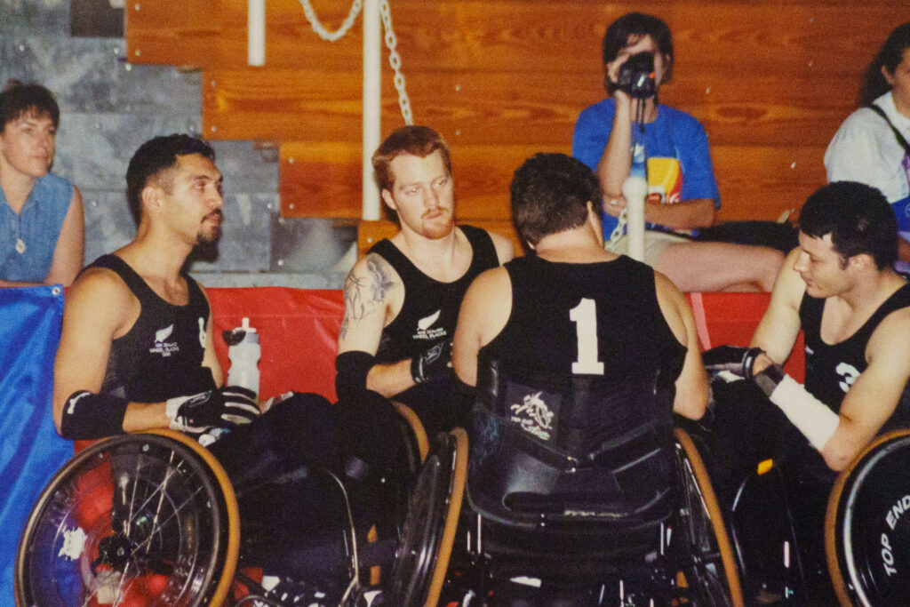 Curtis Palmer plays Wheelchair rugby at Atlanta 1996.