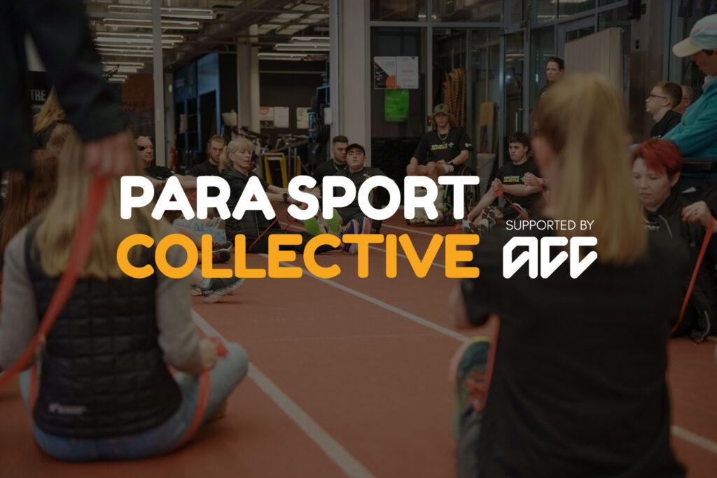 General image of Para athletes carrying out strength and conditioning exercises overlaid with the Para Sport Collective and ACC logo.
